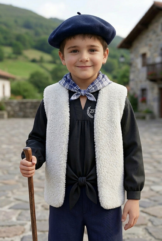 Detalle de traje de casero, baserritarra.